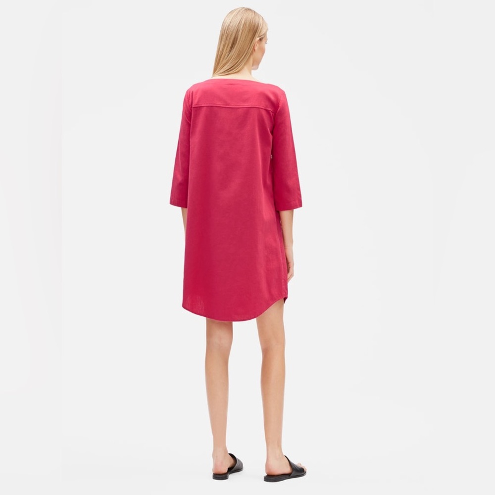 Plus Size XL Eileen Fisher Organic Cotton Twill 3/4 Sleeve Dress - Picture 4 of 5